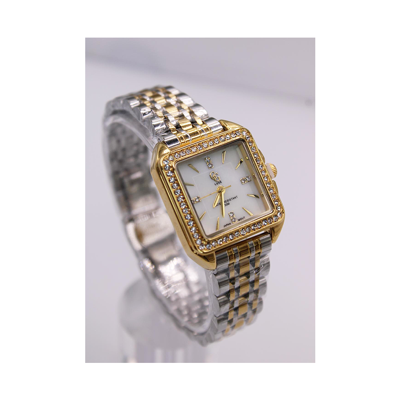 Montre ELEGENCE Argenter dorée Fond Blanc En Acier Inoxydable imabijoux