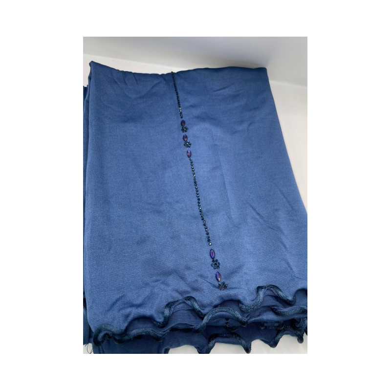 Foulard bleu jean jersey premium frisé