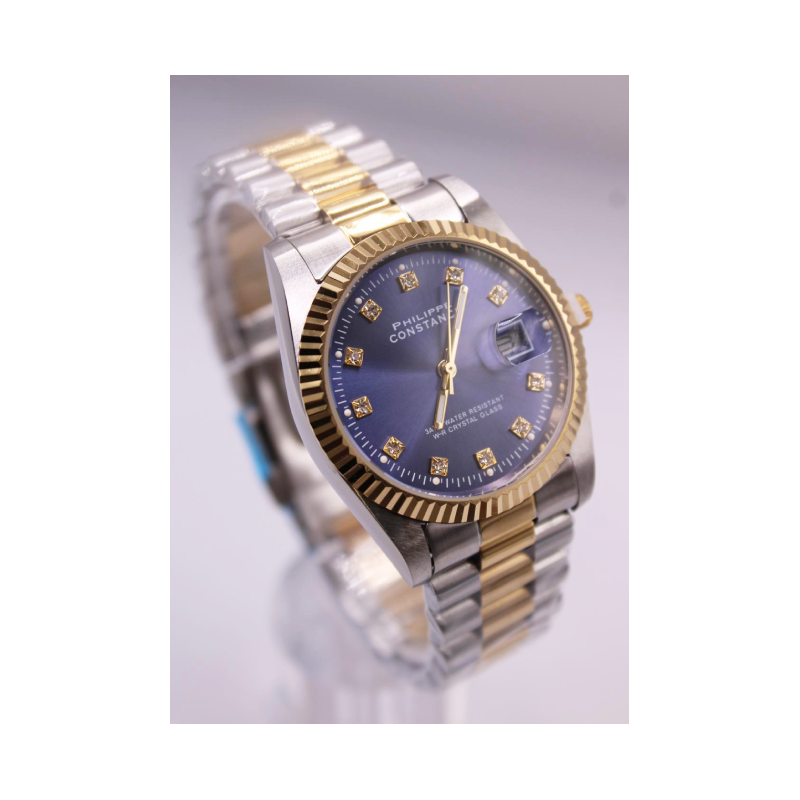 Montre étanche bicolore fond bleu