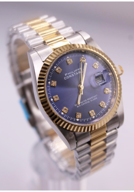 Montre étanche bicolore fond bleu