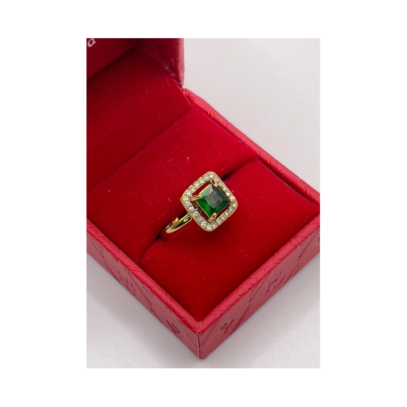 Bague Nina Zircone verte ajustable