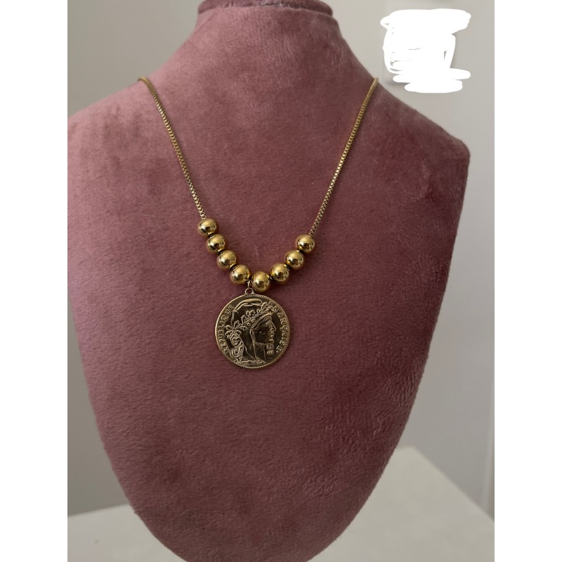 Collier Louisa perle en acier inoxydable