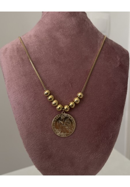 Collier Louisa perle en acier inoxydable