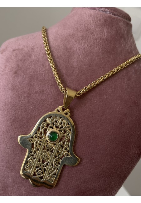 Collier khmisa perle verte