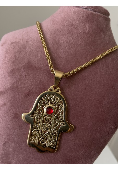 Collier khmisa perle rouge