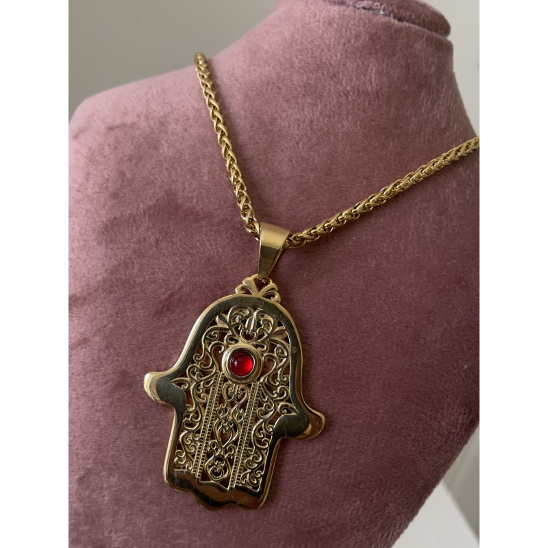 Collier khmisa perle rouge