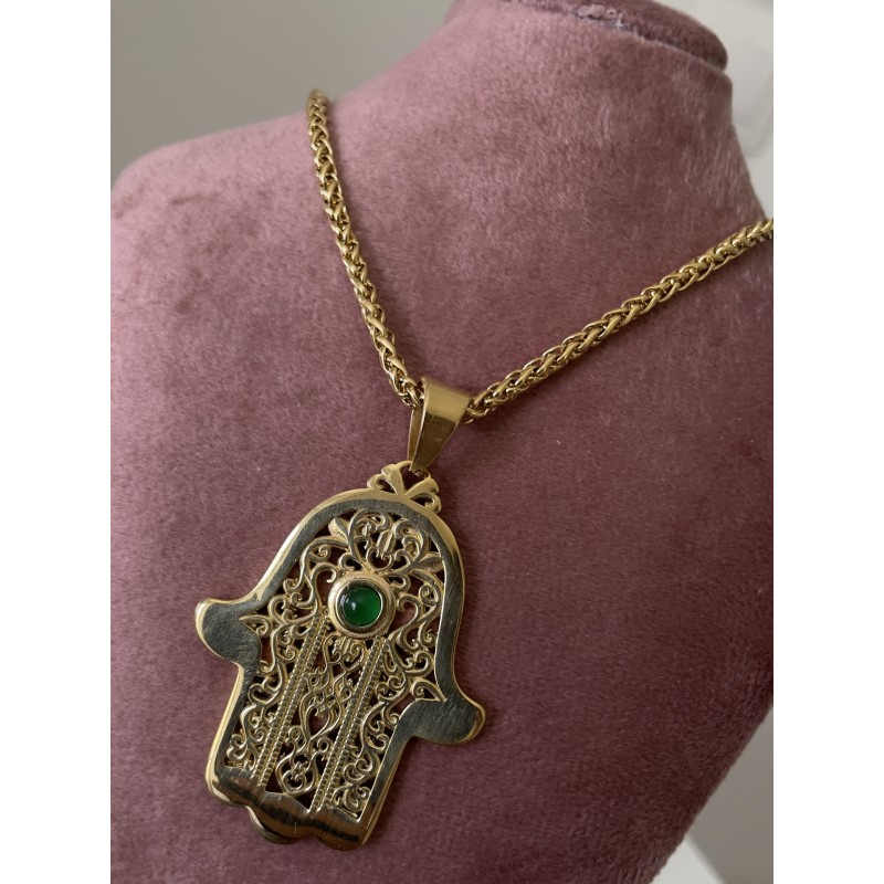 Collier khmisa perle verte